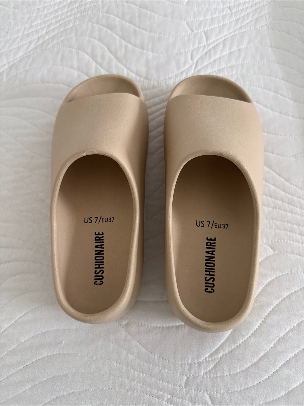Cushionaire Women's Slip-On Foam Sandals in Beige